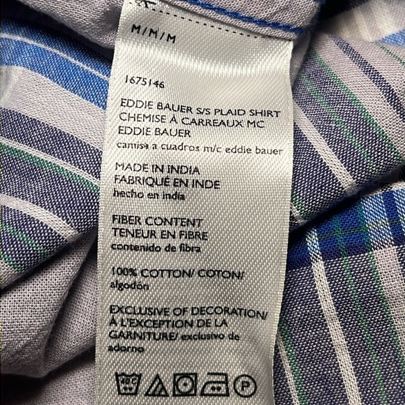 Eddie Bauer Classic Fit Plaid Short sleeve Shirt.  Size Medium - Picture 7 of 7